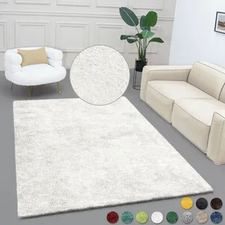 Teppich BRUNO BANANI "Dana Teppich, besonders weich und kuschelig, Kundenliebling" Gr. 31, weiß, B:140cm H:30mm L:200cm, Kunstfaser, Teppiche, Teppich, uni, Mikrofaser Teppiche, Wohnzimmer, Schlafzimmer, Esszimmer, Topseller