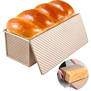 Brotbackform mit Deckel Toastbrot Backform Brotbackformen Toastbrotform Antihaft Brotform Kastenform mit Belüftungslöchern Kaiser Brot Toastform Pullman-Laib Pfanne für Brote Gebäck Kuchen 2.2lb-1000g