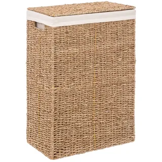 5five – Rechteckiger Wäschekorb aus Weide – 40 l, Schilf, B 38 x H 55 cm, mit Deckel und herausnehmbarem Beutel – für Badezimmer und Waschküche