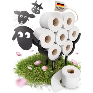 Gread Toilettenpapierhalter Schaf Bad Deko Klopapierhalter Klorollenhalter Aufbewahrung Toilettenpapier Klopapier stehend schwarz mit 2 zusätzlichen austauschbaren Köpfen