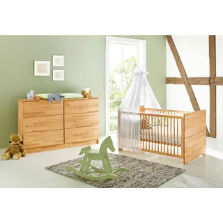 Pinolino Babyzimmer , Buchefarben , Holz , Buche , massiv , 6 Schublade(n) Schubladen , zum Juniorbett umbaubar, höhenverstellbar, Sprossen mit Normabstand, Aufbauanleitung im Karton, Lattenrost inklusive, Schlupfsprossen , Babymöbel & Kindermöbel, Babyzimmer, Babyzimmer-Serien