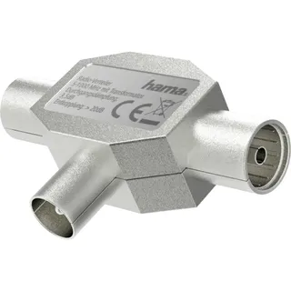 Hama Verteiler Antennenstecker auf 2X Antennenbuchse (Koaxial, Verteiler, Splitter, Matelgehäuse, 1000MHz) Silber