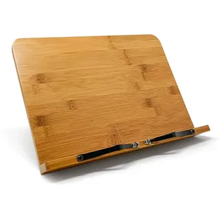 Joeji's Kitchen Buchständer Holz - Bücher Halter & Tablet Ständer Holz - Buch Halterung mit Verstellbarer Buchstütze - Kochbuch Halterung für Küche aus Bambus - Leseständer