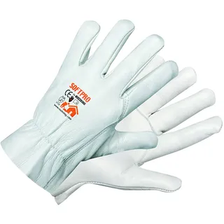 Rostaing Softpro/it08 Handschuhe Arbeit-Handling. Alles Leder, weiß, 08