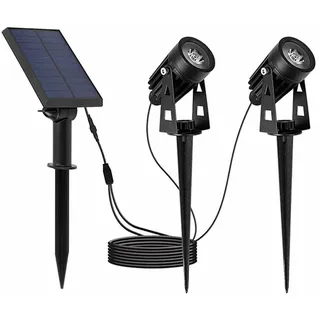 Lumi Jardin Solarstrahler 2er Set schwarz 27 cm inkl. Erdspieß und Wandmontage