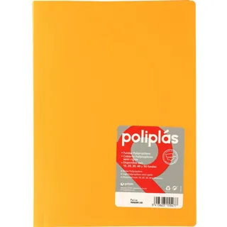 Grafoplas I Ordner mit Kunststoffhüllen I 10 transparente Hüllen I Größe Folio Mandarine I Serie Polyplas Blickdicht I Hergestellt in Spanien I Flexibler Deckel I Große Kapazität