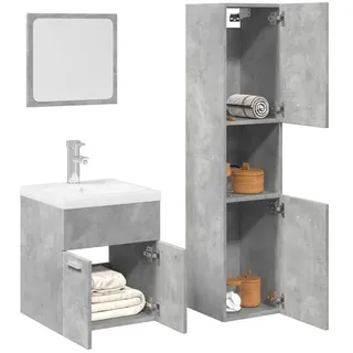 vidaXL Badmöbel-Set Betongrau 3-tlg. Holzwerkstoff