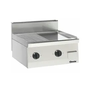 Bartscher Griddleplatte 600, B600, 1/2-1/2, Griddleplatte mit 2 getrennt regelbaren Heizzonen, 1 Stück