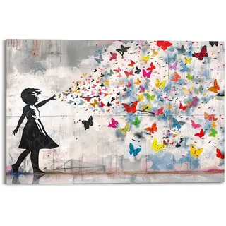 Deco-Panel REINDERS "Streetart-Schmetterlinge", bunt (farbe bild(er): mehrfarbig), B:90cm H:60cm T:2cm, Bilder, Deco-Panel, Teenager Zimmer - Mehrfarbig - MDF - Street Art - 90x60 cm