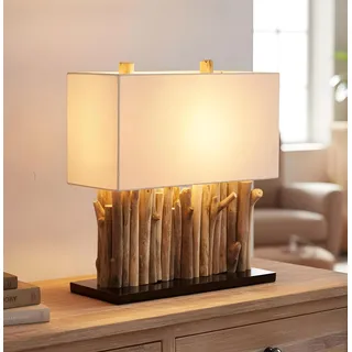 levandeo Lampe Holz 16x35cm 40cm hoch Tischlampe Tischleuchte aus recyceltem Treibholz Holzlampe Unikat Handarbeit