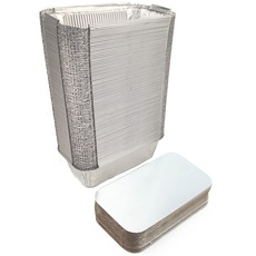 Miamex 100 Einwegschalen aus Aluminium mit Deckel zum Transport von Lebensmitteln – Einfrieren – Kochen (mit Deckel, 800 ml)