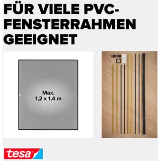 Tesa Fliegengitter Insect Stop Clip On 120 x 140 cm Anthrazit
