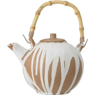 Teekanne mit Teesieb „Camellia“ – Weiße Keramik – Mikrowellen- und spülmaschinenfest