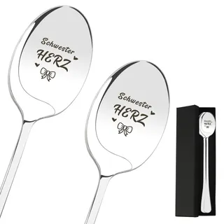 Schwester Geschenke Geburtstagsgeschenk Schwestern Löffel, Geschenke für Schwestern mit Gravur Kaffeelöffel, Große Schwester Geschenk, Geschenkideen Geschwister Weihnachten