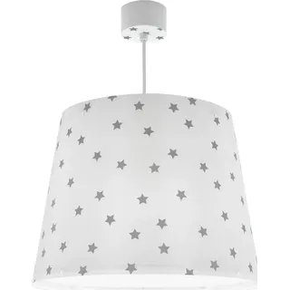 Dalber Lampe kinderzimmer, kinderlampe Pendelleuchte Hängelampe, Deckenleuchte Kinder, Deckenlampe kinderzimmer Star Light Sterne Weiß Grau, 82212B, E27