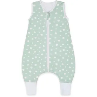 emma & noah Baby Schlafsack mit Füßen 1.0 TOG, Ganzjahres Schlafsack mit Beinen für den Frühling, Sommer und Herbst, 100% Bio-Baumwolle, Oeko-TEX Zertifiziert (Punkte Mint, 90 cm)