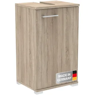 Fackelmann Easy Waschbeckenunterschrank 40cm Hellbraun/Dekor Sonoma Eiche – Stilvoll & praktisch mit viel Stauraum, Flexibler Türanschlag, inkl. Füße – Made in Germany