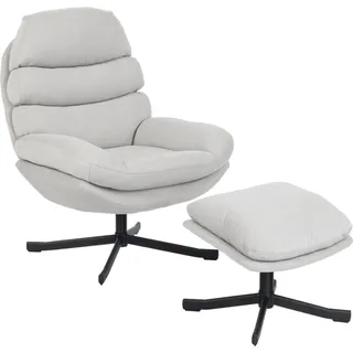 Relaxsessel mit Hocker Sessel Loungesessel mit Chenille-Stoff, Modern Fernsehsessel, 78 x 93 x 100 cm, Cremeweiß