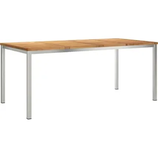 vidaXL Esstisch 180x90x75 cm Massives Teakholz und Edelstahl - Braun