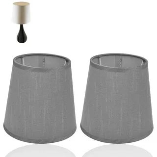 Kleiner Lampenschirm, 2 Stück Lampenschirm aus Leinen Grau, Fass-Stoff-Lampenschirm, Hängelampenschirme, E14 Lampen Schirm für Tischlampe oder Stehlampe, E14 Nachttisch Lampenschirm