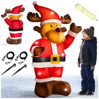 monzana Aufblasbares Rentier 135cm LED Beleuchtet Befestigungsmaterial IP44 Außen Witterungsbeständig Weihnachtsdeko Weihnachtsfigur Christmas