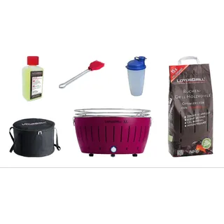 LotusGrill XL Starter-Set 1x XL Grill Pflaumenlila mit USB-Anschluß + shaker