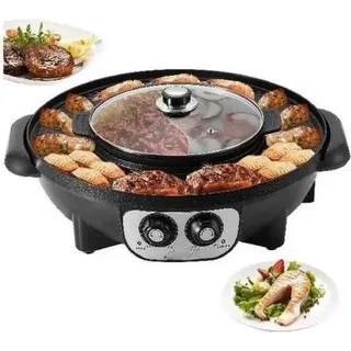 Koreanisches BBQ/Hotpot – Koreanischer Grill – Schwarz – Mit Deckel - Schwarz