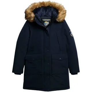 Superdry Steppjacke »EVEREST FAUX FUR PARKA JACKET«, mit Kapuze, blau