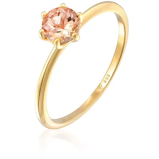 Silberring ELLI PREMIUM "Ring Morganit Solitär Verlobungsring 585 Gelbgold" Gr. 58, gold, Fingerringe, Damen, 58, Gelbgold 585, Silberring