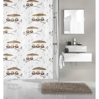 KLEINE WOLKE Duschvorhang Eulen 120 x 200 cm taupe