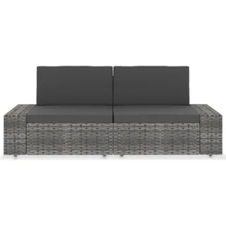 vidaXL Modulares 2-Sitzer-Sofa Poly Rattan Grau - Grau