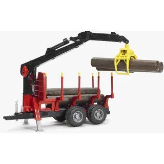 Bruder 02252 - Rückeanhänger mit Ladekran rot/schwarz 1:16