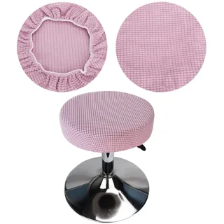 HuaLiSiJi Hockerbezug Rund 30-40cm Luxuriöser Stoff, Dehnbar Knitterfrei Waschbar Staubdicht Weich und Langlebig, Verwandelte die Hocker in Sekunden (1, Rosa)
