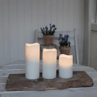 Best Season 3er LED-Kunststoff-Kerzenset mit Fernbedienung Timerfunktion, ca.11,5/15/18x 9cm,Batterie, 068-26 - Weiß