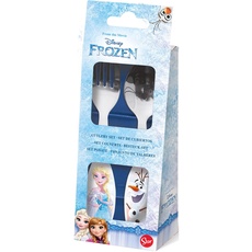 p:os 25212 Frozen Die Eiskönigin - Kinderbesteck, 2-teiliges Besteckset mit Gabel und Löffel, Essbesteck aus rostfreiem Edelstahl mit Kunststoffgriffen