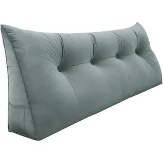 Vercart Rückenkissen für Bett Samt Grau 120 cm , Textil , Füllung: Hohlfaser , Dreieckig , 50x120 cm , Hergestellt in Europa , Heimtextilien, Wohntextilien, Kissen, Rückenkissen