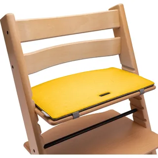 Sitzkissen Hochstuhl kompatibel mit Stokke Tripp Trapp Hochstuhl (gelb/grau) Sitzpolster Kissen Sitzauflage Stuhl Polster Auflage Filz - Zubehör für Kinderstuhl Holz Treppenhochstuhl | Mahona