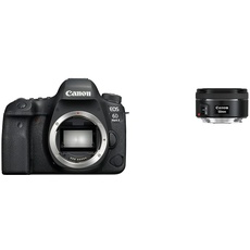 Canon EOS 6D Mark II DSLR Digitalkamera Gehäuse Body (26,2 MP, 7,7cm (3 Zoll) Display, DIGIC 7, mit WLAN, NFC, Bluetooth und GPS), schwarz & EF 50mm F1.8 STM Objektiv (58mm Filtergewinde) schwarz