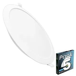LED ATOMANT Packung mit 5 LED-Downlight Rundpanel 220mm 18W, Farbe Kaltweiß (6500K), Ausschnitt 190–205mm, 1650 Lumen, Integrierter Treiber, Für Decke Küche Bad