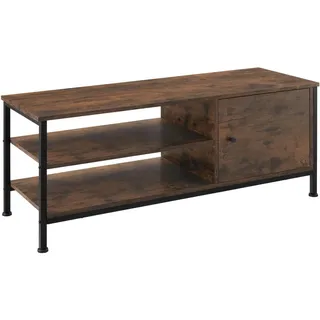tectake Tv-Regal Durban, 110 x 40 x 45,5 cm, Industrial Holz dunkel, rustikal , Rostfarben , Holzwerkstoff , Beton Optik , Rechteckig , 40x45.5x110 cm , Wohnzimmer, TV Möbel, Lowboards, Lowboards stehend