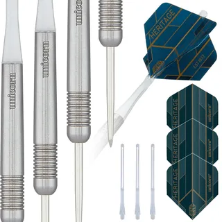 Unicorn Dartpfeile mit Stahlspitze | Heritage Range T90 1976 | 90% natürliche Wolfram Barrels | 23 g