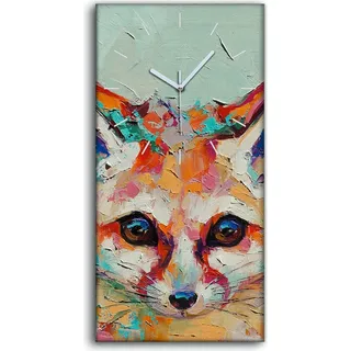 Dekor Leinwand Uhr Wandbilder 30x60 Gemälde Abstrakte Kunst Tier Fuchs - weiße Hände