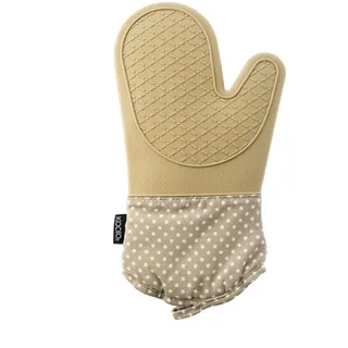 Koala Spain Doppelter Ofenhandschuh mit Silikon, hitzebeständig, gepunktet, Beige, recycelte Baumwolle