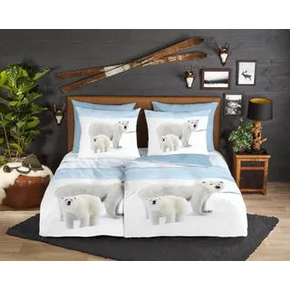 Good Morning Flanell-Bettwäsche-Set Care blau Baumwolle, B/L: ca. 135x200 cm