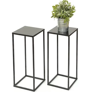 2x DanDiBo Blumenhocker Metall Schwarz Eckig 62,5 cm Blumenständer Beistelltisch 434 Blumensäule Modern Pflanzenständer Pflanzenhocker - Schwarz