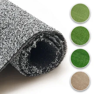 TAPISO Canyoo Rasenteppich Kunstrasen Grau Höhe: 6mm Meterware Kunstrasenteppich Wetterfest Schnelltrocknend Outdoor Balkon Terrasse Garten 200 x 150 cm
