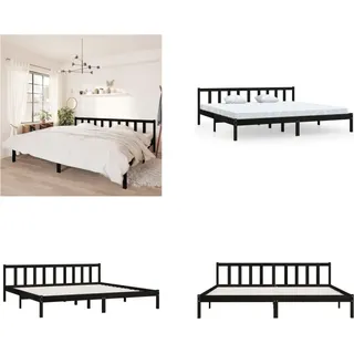 vidaXL Massivholzbett Schwarz Kiefer 200x200 cm - Bettrahmen - Holz-Bettrahmen - Bett - Betten - Schwarz
