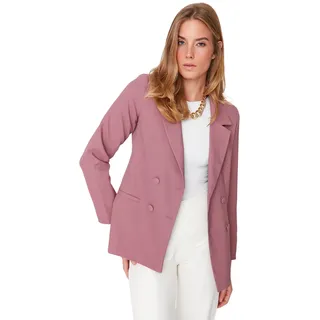 Trendyol Women's Damen Regular Zweireihig Plain Webstoff Blazer Coat, Lila, 36