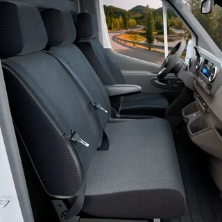 Walser Sitzbezüge für VW T5 Doppelbank vorne aus strapazierfähigem Polyester umlegbar ab BJ 09/2009 - heute, 10454 - Grau