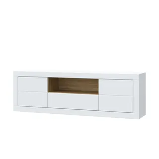 Forte TV-Lowboard Push-to-Open ¦ weiß ¦ Maße (cm): B: 195,5 H: 61,5 T: 41.4